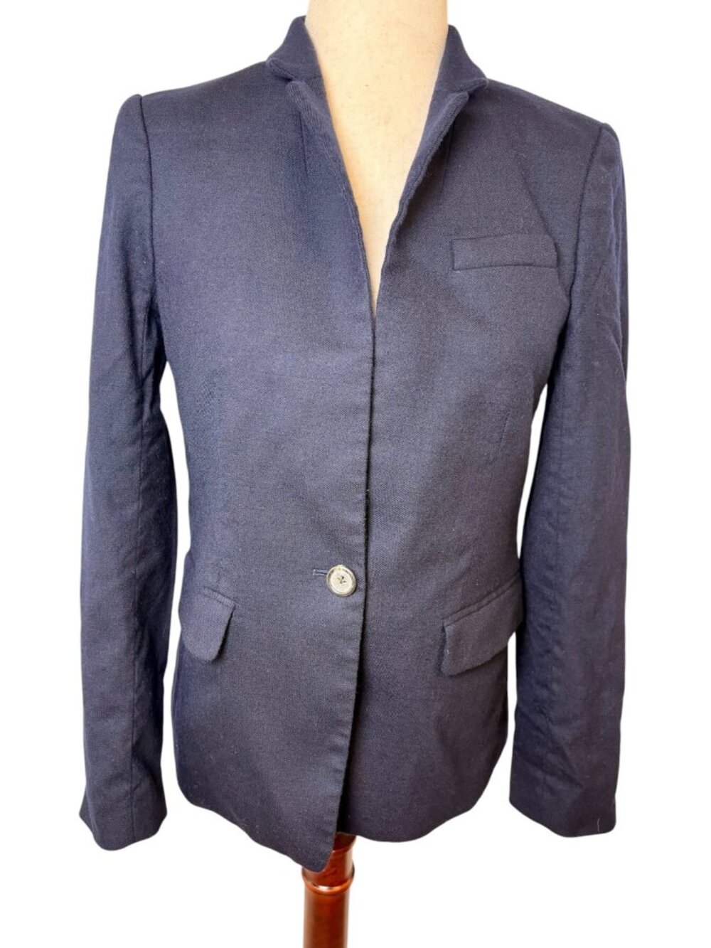 J.Crew Navy Blue Regent Wool Flannel Blazer Jacket Size 4